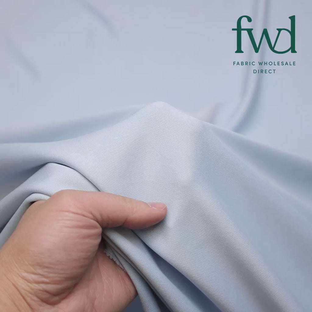 Stretch Crepe Scuba Double Knit Light Blue Fabric Video|SV577172