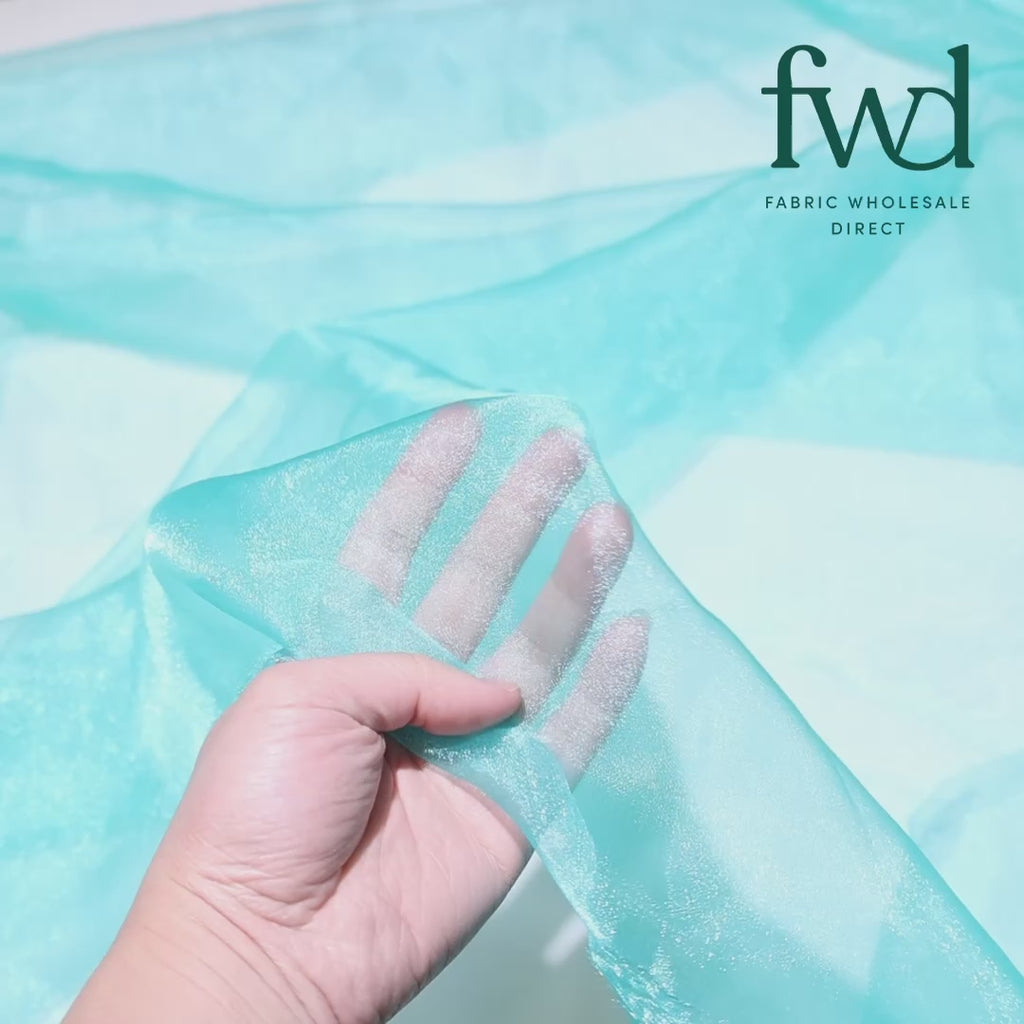 Crystal Organza (59/60 Inch) Aqua Blue Fabric Video|SV571265