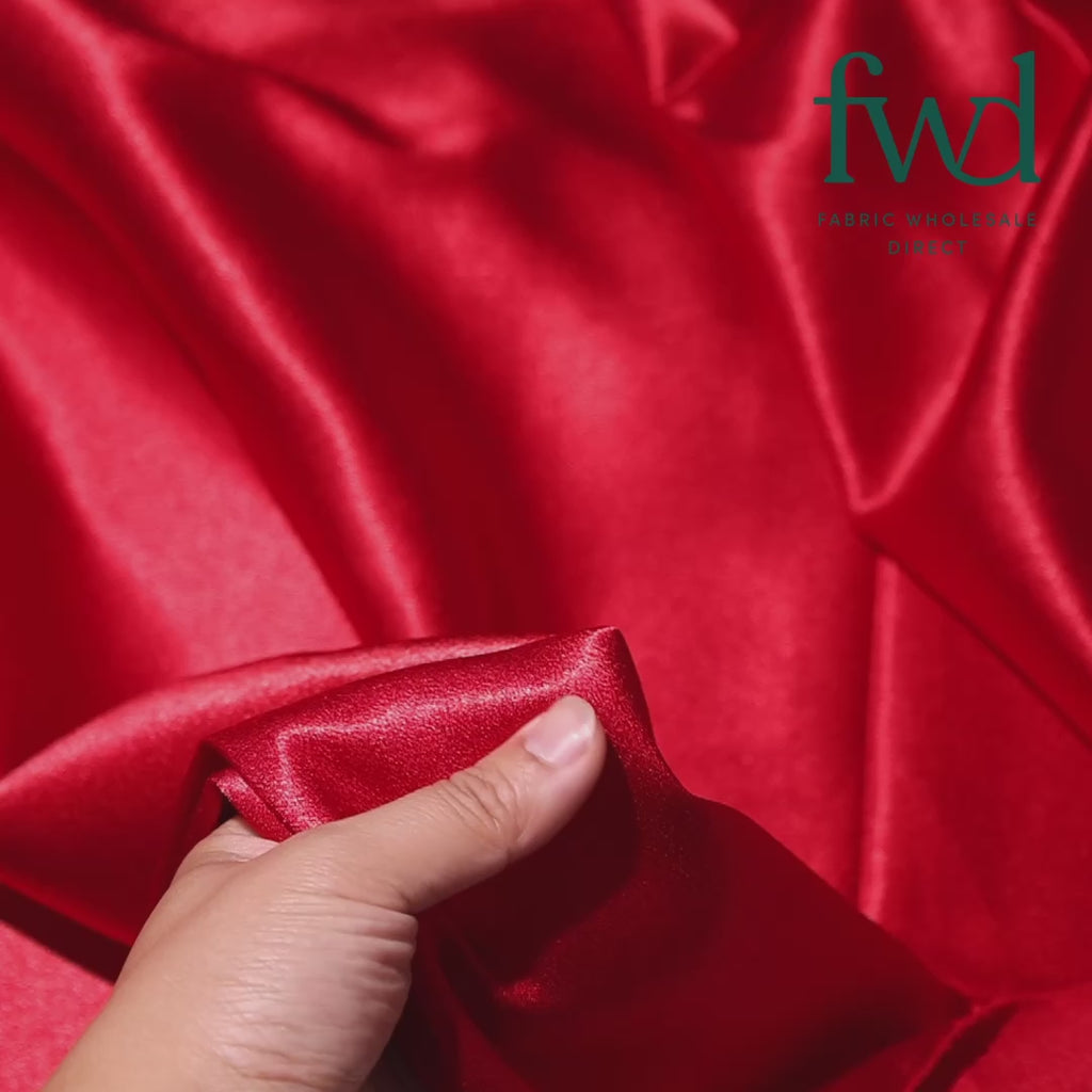 Classic Spun Yarn Polyester Crepe Back Satin Red Fabric Video|SV582138