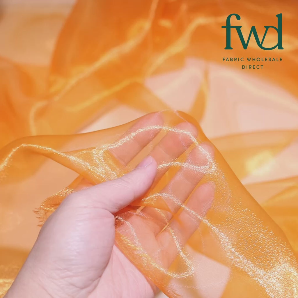 Princess Polyester Bridal Organza Fabric Orange Video|SV581772