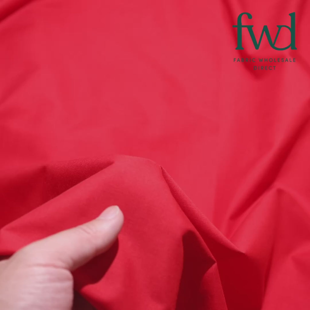 Cotton Polyester Broadcloth (58/60 Inch) Red Fabric Video|SV571438