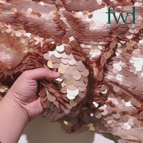 Paillette Circle Sequins On Mesh Fabric Rose Gold Video|SV582253