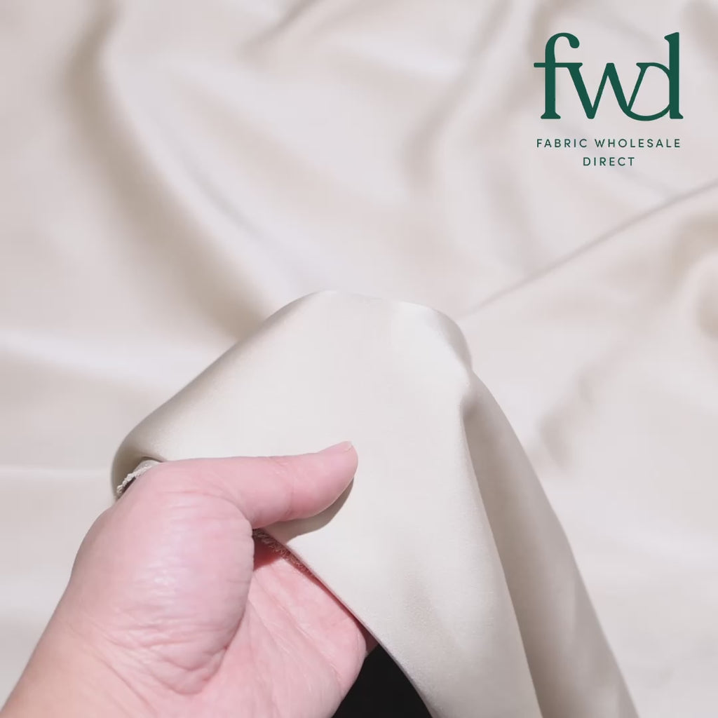 Polyester Double Face Satin Champagne Fabric Video|SV581597
