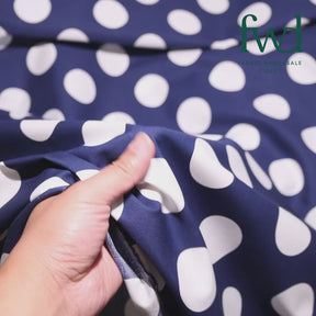 Extra Large Polka Dot Printed Cotton Poplin (58/60 Inch) Navy Blue / White Fabric Video|SV576930