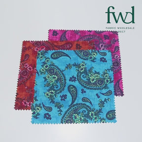 Paisley Printed Cotton Flannel Fabric SV580347 Teal 4