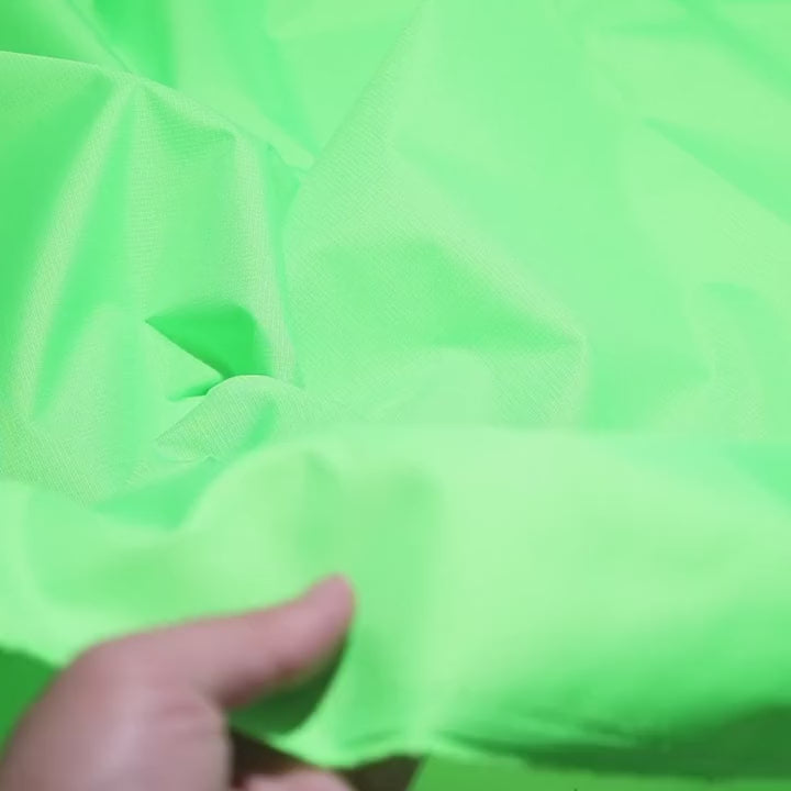 Ottertex® Polyester Ripstop – Waterproof (PU Coated) & Water Repellent (DWR) – 200D, 4.1 oz Fabric Neon Green Video|SV575421