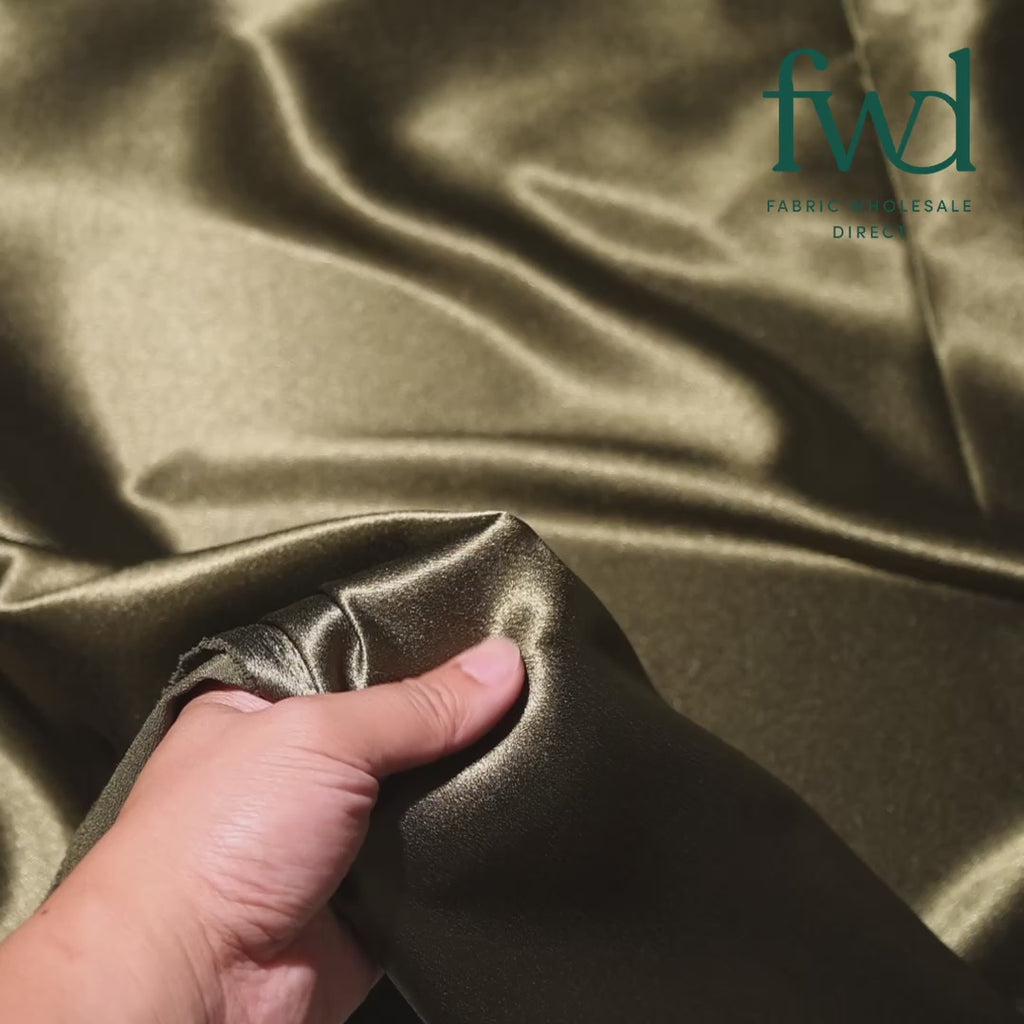 Classic Spun Yarn Polyester Crepe Back Satin Martini Olive Fabric Video|SV582161