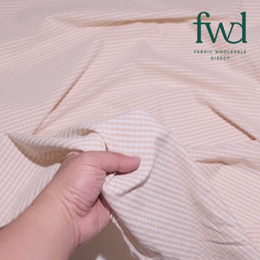 1/8 Inch Gingham Check Polyester Cotton Poplin Fabric Tan / White Fabric Video|SV582945