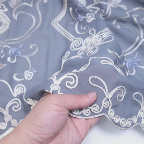 Corded Floral Embroidery On Georgette Grey Fabric Video|SV581227