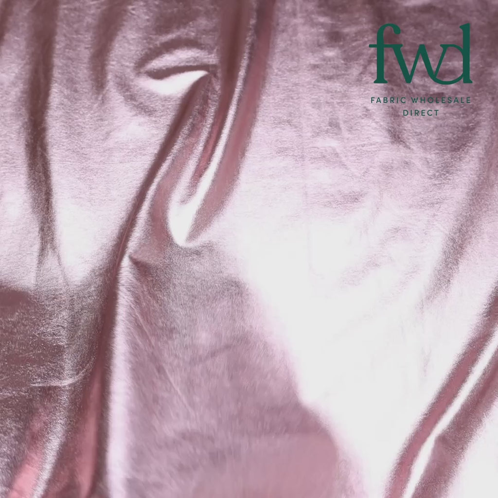 Metallic Stretch Foil Lame On Interlock Knit Rose Gold Fabric Video|SV581661