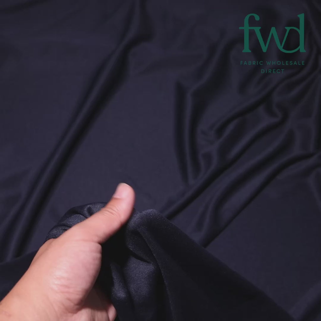 Polyester Interlock Knit Lining Navy Blue Fabric Video|SV574606