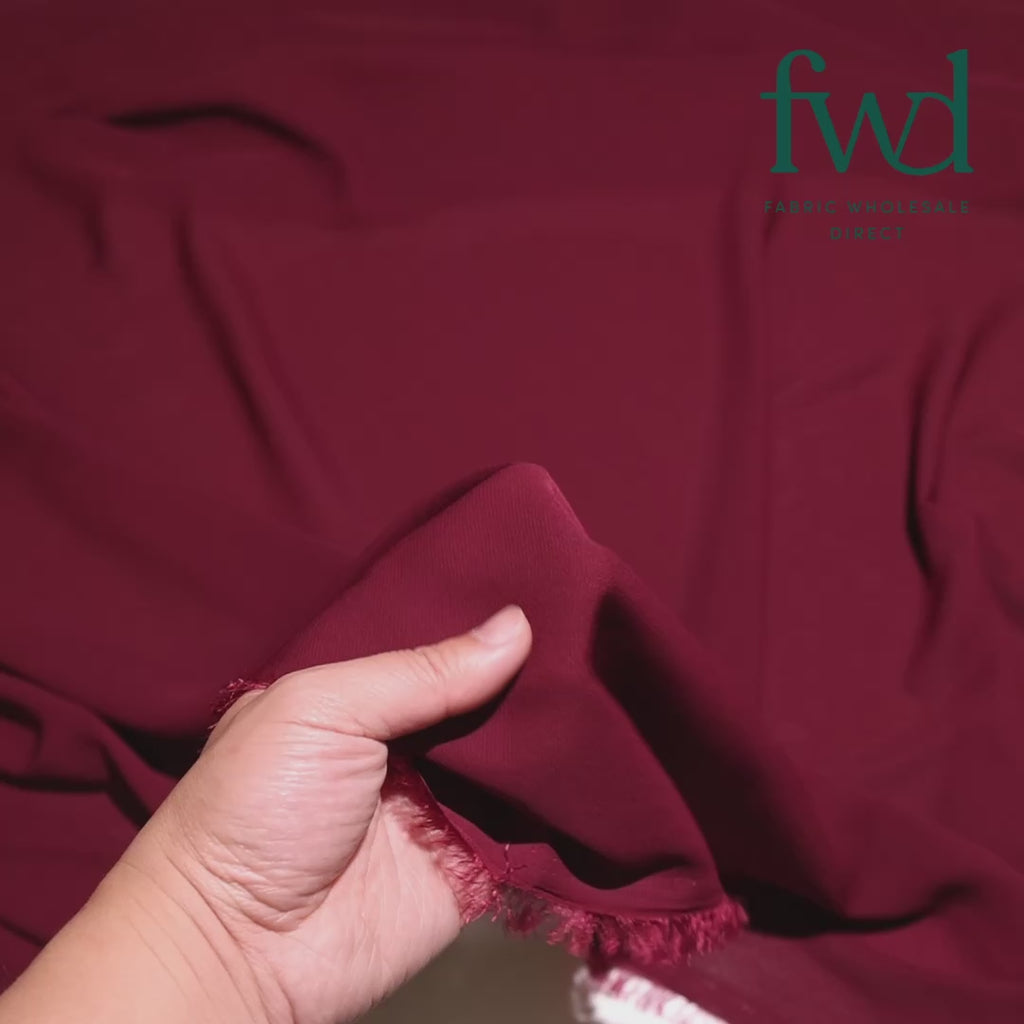 Polyester Crepe Georgette Chiffon Fabric Burgundy Video|SV577002