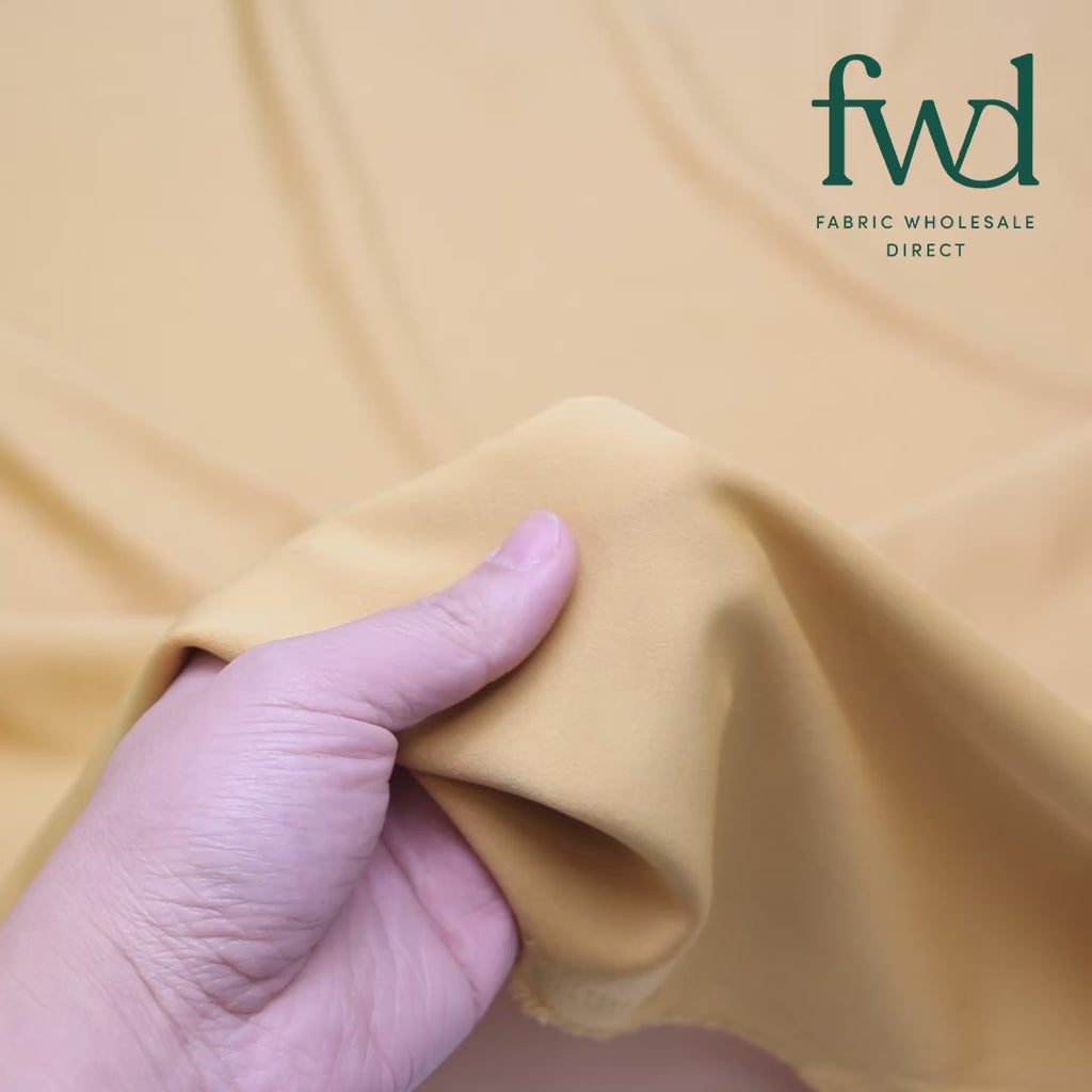 Stretch Crepe Scuba Double Knit Gold Fabric Video|SV577175