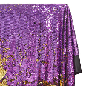 Two Sided Reversible Sequins On Stretch Mesh Fabric SV574632 Gold / Purple 2