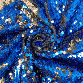 Two Sided Reversible Sequins On Stretch Mesh Fabric SV574631 Gold / Royal Blue 1