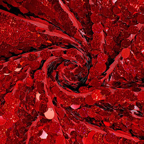 Paillette Circle Sequins On Mesh Fabric SV582262 Holographic Red Image A2