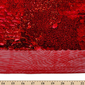 Paillette Circle Sequins On Mesh Fabric SV582262 Holographic Red Image A9