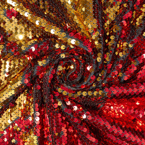 Two Sided Reversible Sequins On Stretch Mesh Fabric SV574633 Gold / Red 1