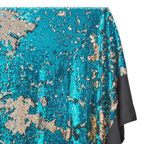 Two Sided Reversible Sequins On Stretch Mesh Fabric SV576256 Gold / Turquoise 2