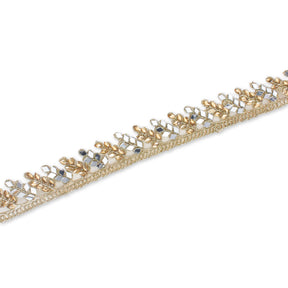 1 Inch Leafy Rhinestone Metallic Cording On Mesh Trim SV580414 1