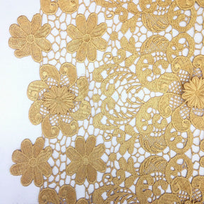Gold Lily Flower Guipure Lace Fabric SV570720 1