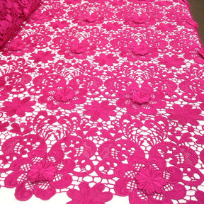 Fuchsia Lily Flower Guipure Lace Fabric SV570721 2