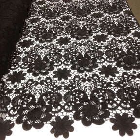 Black Lily Flower Guipure Lace Fabric SV570722 3