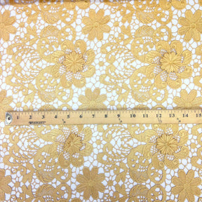 Gold Lily Flower Guipure Lace Fabric SV570720 3