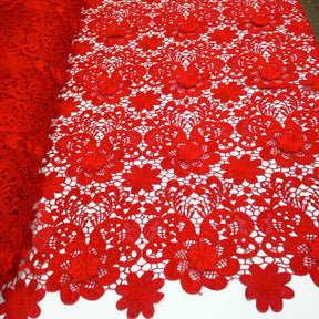 Red Lily Flower Guipure Lace Fabric SV570718 3