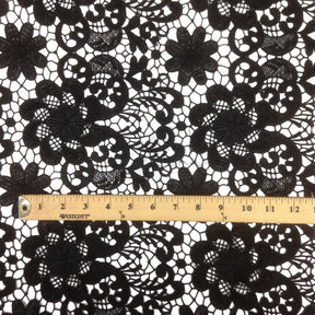 Black Lily Flower Guipure Lace Fabric SV570722 4