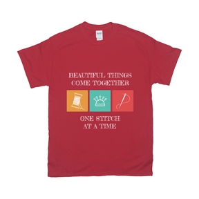Beautiful Things Come Together One Stitch At A Time Tee Apparel Dtg Tshirt Gildan 2000 S Red Mens Cf 2022012904055328 Red 1