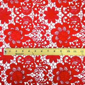 Red Lily Flower Guipure Lace Fabric SV570718 4