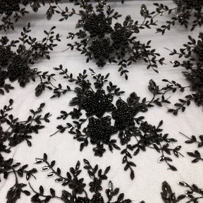 Ivy Bridal Lace Beaded Fabric SV571085 Black 3