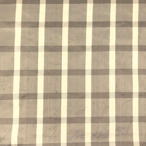 Silk Shantung Plaid Fabric SV575817 Charcoal/Beige 1