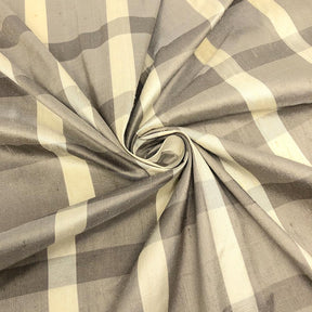 Silk Shantung Plaid Fabric SV575817 Charcoal/Beige 2
