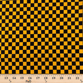 Checkered Print Cotton Fabric SV577422 Black Gold A9
