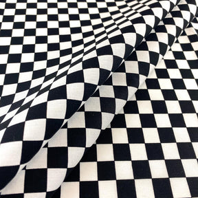 Checkered Print Cotton Fabric SV577424 Black White A3