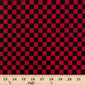 Checkered Print Cotton Fabric SV577423 Red Black A9