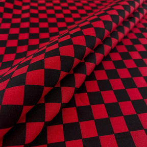 Checkered Print Cotton Fabric SV577423 Red Black A3