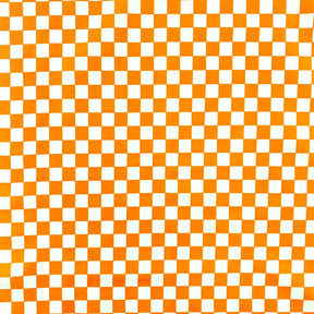 Checkered Print Cotton Fabric SV577425 White Orange A1