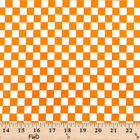 Checkered Print Cotton Fabric SV577425 White Orange A9