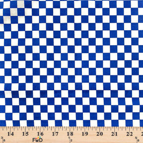 Checkered Print Cotton Fabric SV582165 White Royal Blue A9