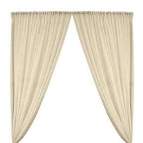 Polyester Chiffon Rod Pocket Curtains Beige 1
