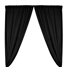 Polyester Chiffon Rod Pocket Curtains Black 1