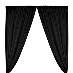 Polyester Chiffon Rod Pocket Curtains Black 1