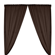 Polyester Chiffon Rod Pocket Curtains Brown 1