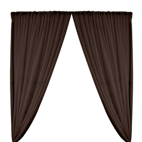 Polyester Chiffon Rod Pocket Curtains Brown 1