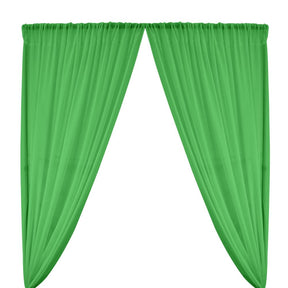 Polyester Chiffon Rod Pocket Curtains Kelly Green 1
