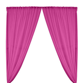Polyester Chiffon Rod Pocket Curtains Magenta 1
