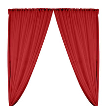 Polyester Chiffon Rod Pocket Curtains Red 1